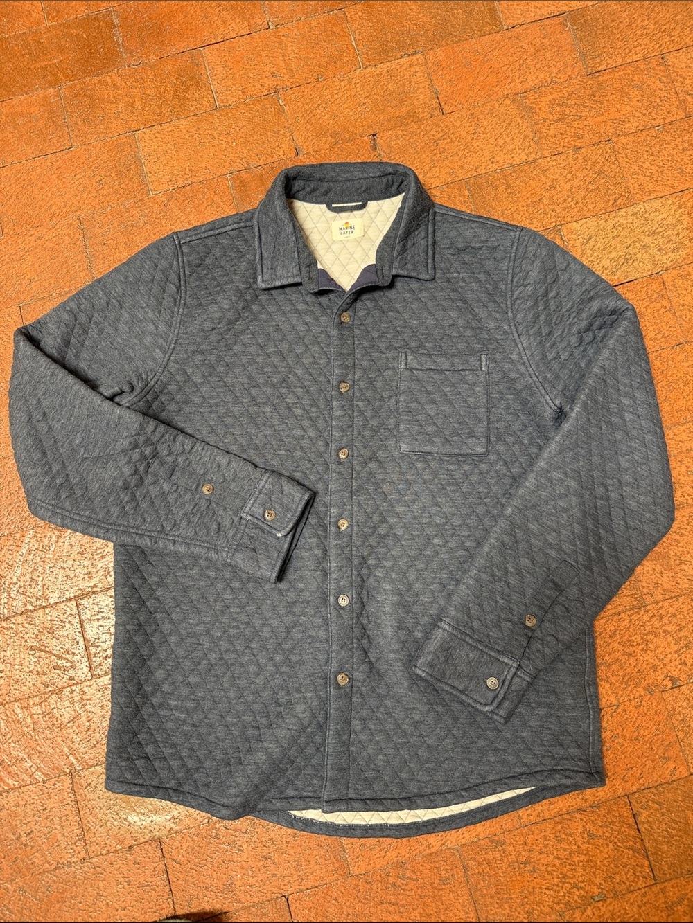 Marine Layer Men’s Quilted Button-Up Sweatshirt L